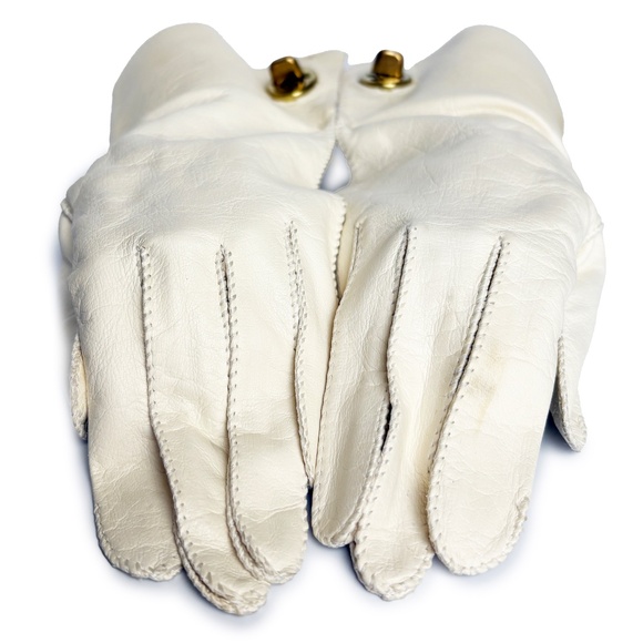 Bonnie Cashin Leather Gloves Gauntlet Style Iconic Turn Lock Vintage Crescendoe - Picture 8 of 14